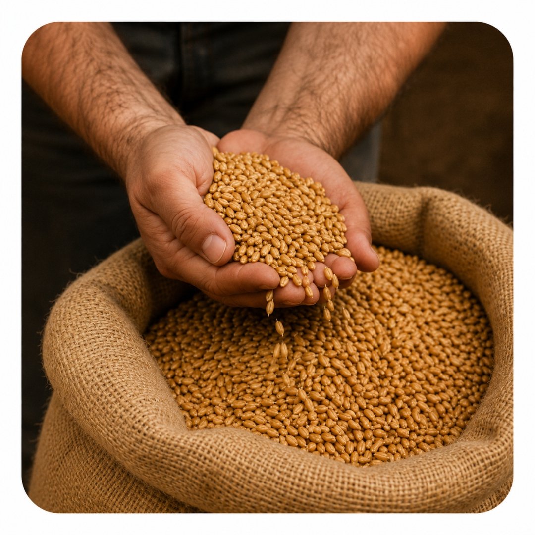 Hands holding wheat